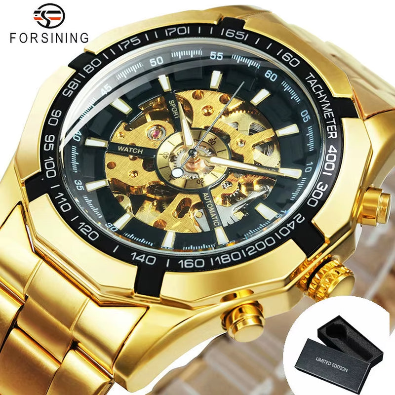 WINNER  Skeleton Watch for Men Luminous Hand Classsic Mechanical WATCH.
