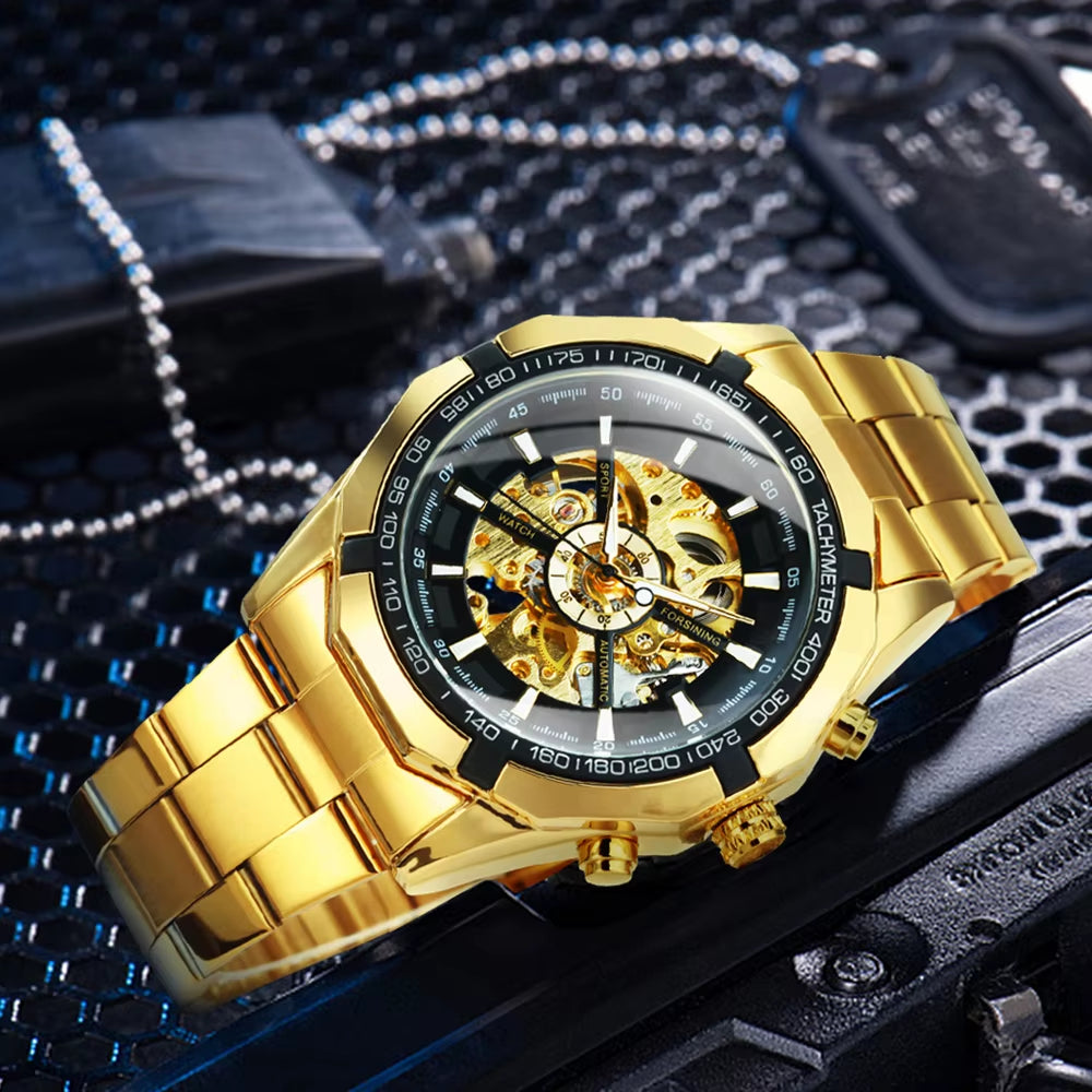 WINNER  Skeleton Watch for Men Luminous Hand Classsic Mechanical WATCH.