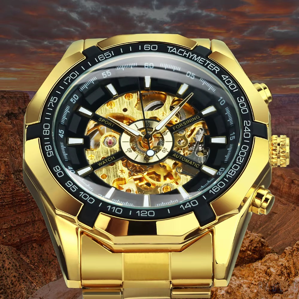 WINNER  Skeleton Watch for Men Luminous Hand Classsic Mechanical WATCH.