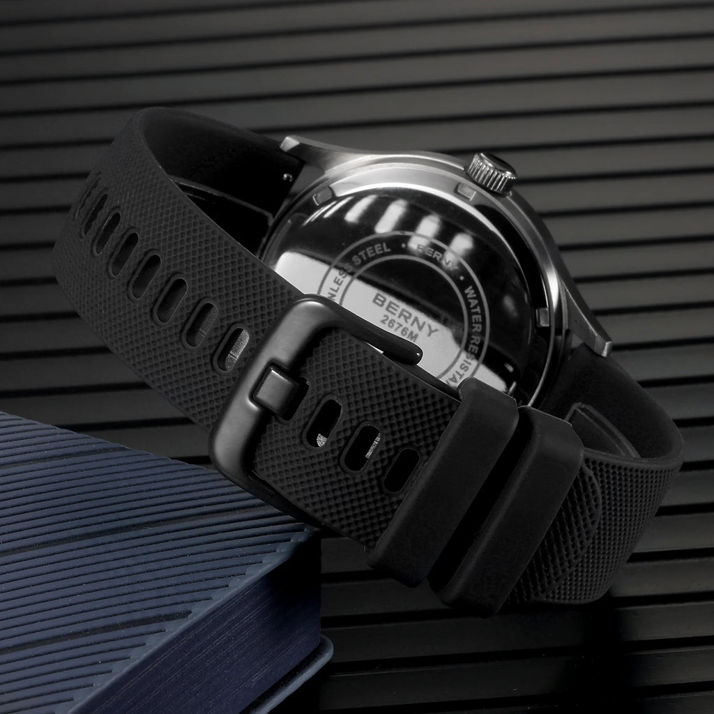 Men Watch Luminous Week Date Calendar Quartz Watches for Men Stainless Steel Soft Silicone Dress Business Wristwatch