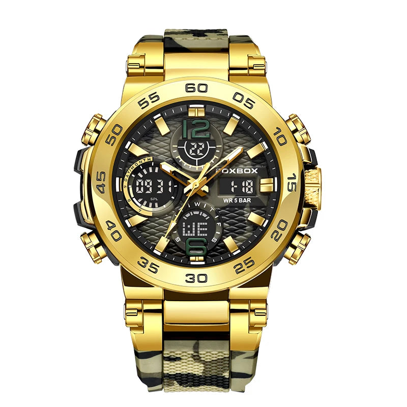 FOXBOX Outdoor Military Watch Men Fashion Camouflage Silicone Digital Watch for Men Sport Waterproof Men'S Quartz Wristwatches