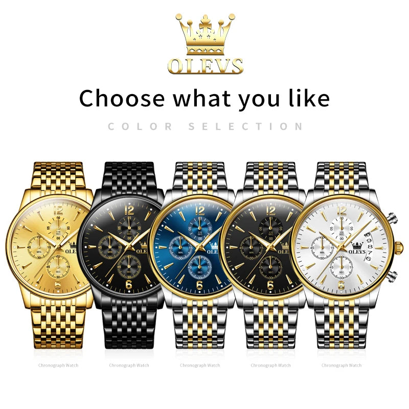 OLEV'S Men'S Watch Waterproof Luminous Wrist Watch Quartz Stainless Steel Watch for Men Pilot Top Brand Male Watches