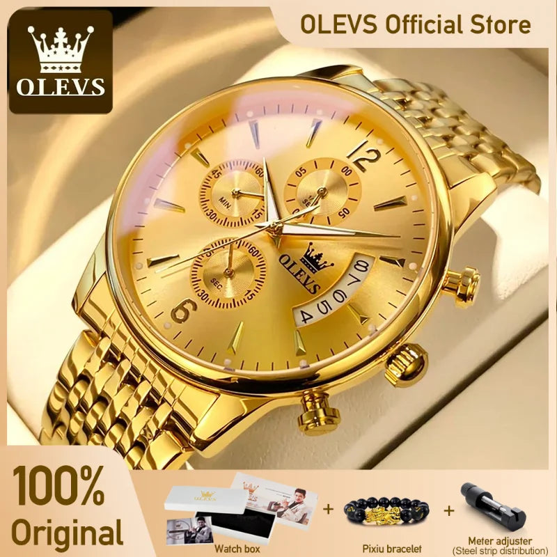 OLEV'S Men'S Watch Waterproof Luminous Wrist Watch Quartz Stainless Steel Watch for Men Pilot Top Brand Male Watches