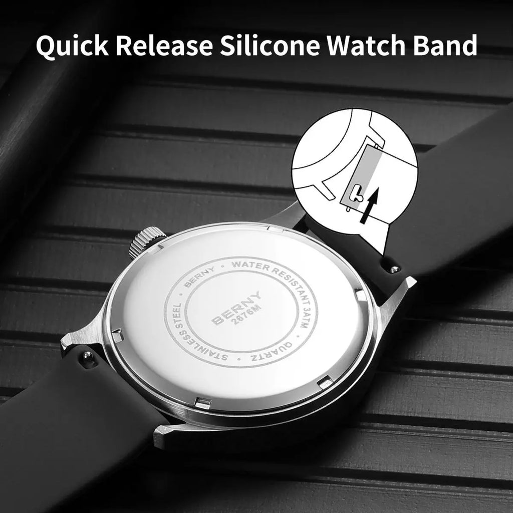 Men Watch Luminous Week Date Calendar Quartz Watches for Men Stainless Steel Soft Silicone Dress Business Wristwatch
