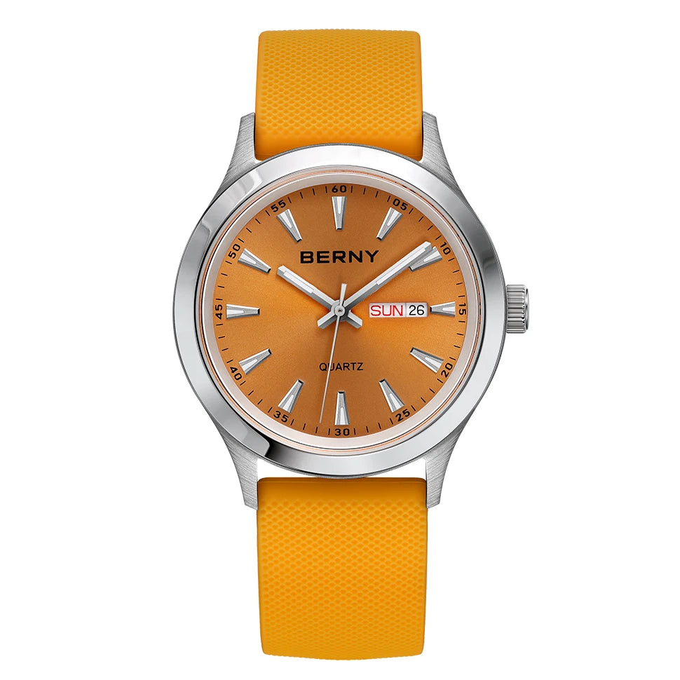 Men Watch Luminous Week Date Calendar Quartz Watches for Men Stainless Steel Soft Silicone Dress Business Wristwatch