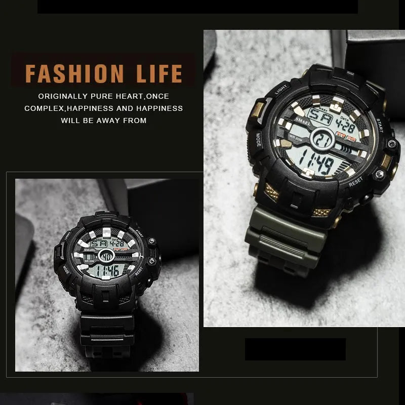  SMAEL LED Bracelet Digital  Men Watches Sport Waterproof 50M